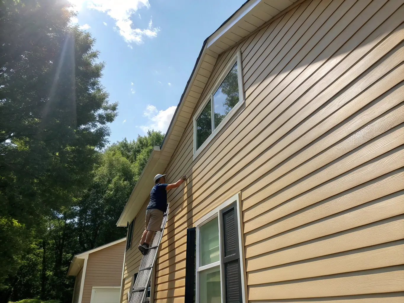 A suburban home in Vancouver featuring newly installed vinyl siding, showcasing a classic and well-maintained appearance. The image emphasizes the affordability and versatility of vinyl siding.